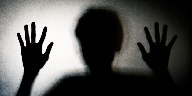 person shadows with Frosted glass - violations concept background