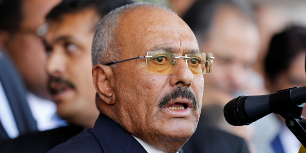 Yemen's former President Ali Abdullah Saleh addresses a rally held to mark the 35th anniversary of the establishment of his General People's Congress party in Sanaa, Yemen August 24, 2017. Picture taken August 24, 2017. REUTERS/Khaled Abdullah