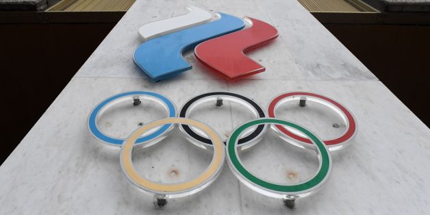 The Olympic rings are seen on the facade of the Russian Olympic Committee (ROC) building in Moscow on December 05, 2017.The International Olympic Committee (IOC) meets from Tuesday, December 5, 2017 to decide whether to bar Russia from the 2018 Winter Olympics for doping violations, in one of the weightiest decisions ever faced by the Olympic movement. / AFP PHOTO / Kirill KUDRYAVTSEV (Photo credit should read KIRILL KUDRYAVTSEV/AFP/Getty Images)