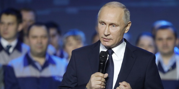 NIZHNY NOVGOROD, RUSSIA DECEMBER 6, 2017: Russia's President Vladimir Putin addresses employees of the Gorky Automobile Plant (GAZ) to mark the factory's 85th anniversary. Mikhail Metzel/TASS (Photo by Mikhail Metzel\TASS via Getty Images)