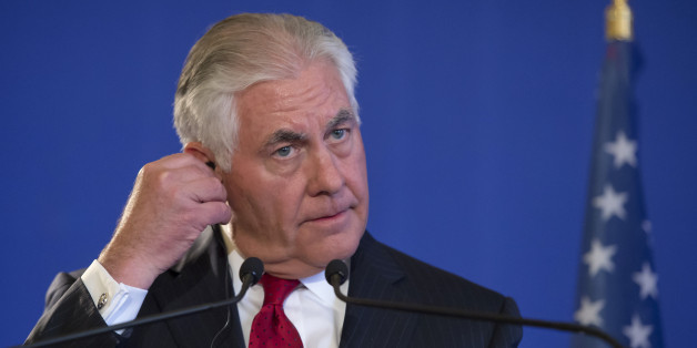 PARIS, FRANCE - DECEMBER 08: U.S. Secretary of State Rex Tillerson answers the press after a meeting with French Minister of Foreign Affairs Jean Yves Le Drian on December 8, 2017 in Paris, France. Rex Tillerson is on a one day trip in France and will discuss the situation in Lebanon and Israel with French Minister of Foreign Affairs Jean-Yves Le Drian and French President Emmanuel Macron. (Photo by Aurelien Meunier/Getty Images)