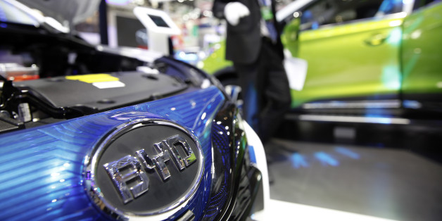 The logo of BYD is seen on a car presented at the Auto China 2016 auto show in Beijing, China, April 29, 2016. REUTERS/Damir Sagolj