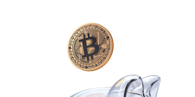 Bitcoin mining concept. 3D illustration