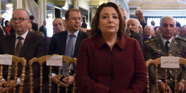 Nobel Peace Prize recipient Wided Bouchamaoui (C) attends a ceremony marking the 60th anniversary of Tunisia's independence at the Carthage palace in Tunis, on March 20, 2016, as the country reels from a series of deadly jihadist attacks that have battered its already struggling economy. Last year, IS claimed attacks on the Bardo museum in Tunis and a popular resort hotel, killing 59 tourists in total, and the suicide bombing of a bus that killed 12 presidential guards.On March 7, 2016 dozens of