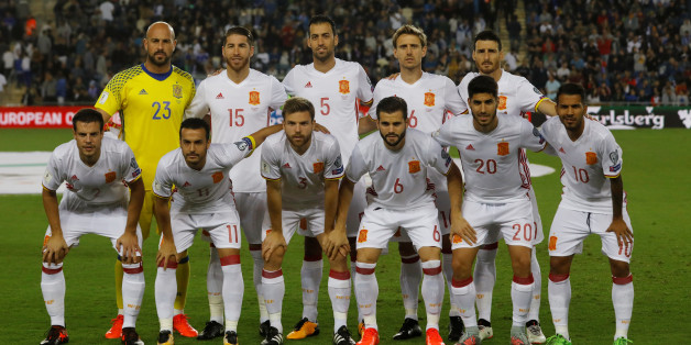 L'équipe espagnole de football lors d'un match de qualification à la Coupe du monde 2018 contre Israël, 9 octobre 2017.