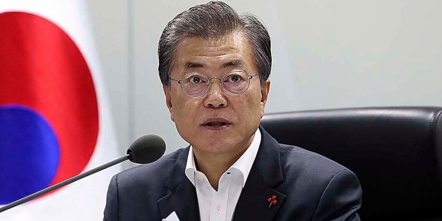 SEOUL, SOUTH KOREA - NOVEMBER 29: In this handout photo released by the South Korean Presidential Blue House, South Korean President Moon Jae-in speaks as he presides over a meeting of the National Security Council at the presidential Blue House on November 29, 2017 in Seoul, South Korea. In spite of US President Trump's warnings, North Korea fired an intercontinental ballistic missile early today for the first time in four months. The Pentagon has said that the missile had flown for about 1,00