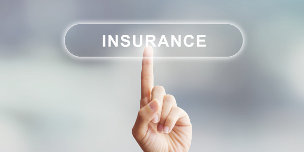 Hand touching button insurance concept