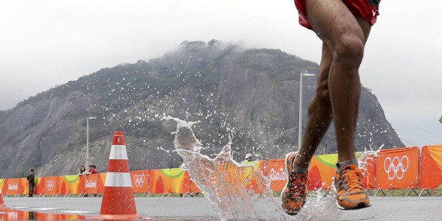 2016 Rio Olympics - Athletics - Final - Men's Marathon - Sambodromo - Rio de Janeiro, Brazil - 21/08/2016. El Hadi Laameche (ALG) of Algeria competes REUTERS/Ricardo Moraes FOR EDITORIAL USE ONLY. NOT FOR SALE FOR MARKETING OR ADVERTISING CAMPAIGNS.