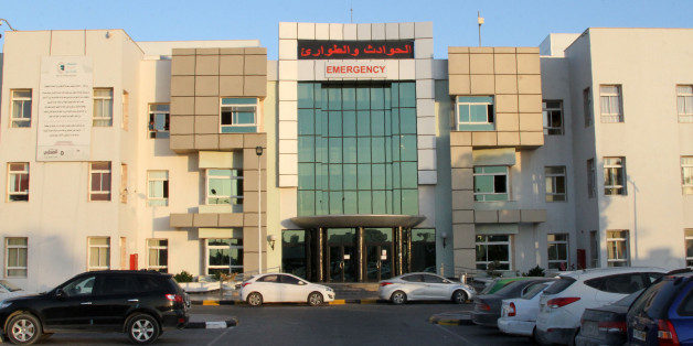 A general view taken on August 17, 2016, shows the accident and emergency entrance of the Central Hospital in Misrata where some pro-government fighters loyal to the Government of National Accord (GNA) injured in battles against Islamic State (IS) group jihadists in the eastern city of Sirte, are taken for treatment. Lack of capacity at the main hospital in Misrata treating Libyan pro-government fighters wounded in the battle to oust Islamic State from Sirte is prolonging the fighting, say medic
