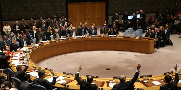 NEW YORK, USA - DECEMBER 18 : Ambassadors of 14 Countries vote in favor of Egypt draft on U.S. recognition of Jerusalem at the U.N. Security Council meeting at U.N. Headquarters in New York, United States on December 18, 2017. (Photo by Mohammed Elshamy/Anadolu Agency/Getty Images)