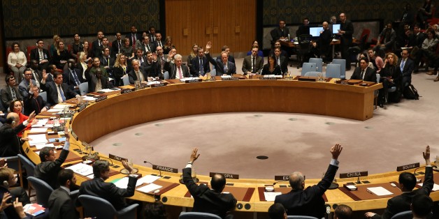 NEW YORK, USA - DECEMBER 18 : Ambassadors of 14 Countries vote in favor of Egypt draft on U.S. recognition of Jerusalem at the U.N. Security Council meeting at U.N. Headquarters in New York, United States on December 18, 2017. (Photo by Mohammed Elshamy/Anadolu Agency/Getty Images)