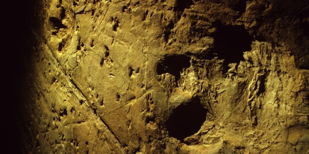 Dinosaur tracks 95 million years old. Lark Quarry near Winton, Queensland, Australia. (Photo by Auscape/UIG via Getty Images)