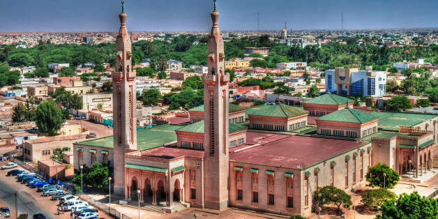 The Aerial view to Grand Mosque in Nouakchott in Mauritania