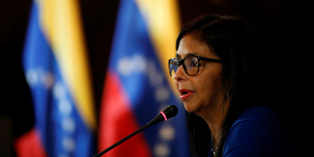 Delcy Rodriguez, President of the National Constituent Assembly talks to the media during a news conference in Caracas, Venezuela August 28, 2017. REUTERS/Carlos Garcia Rawlins