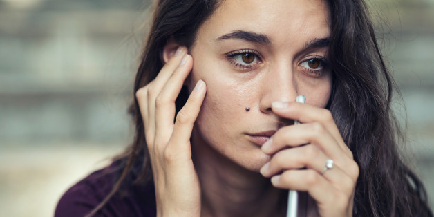 Close up of crying girl's face