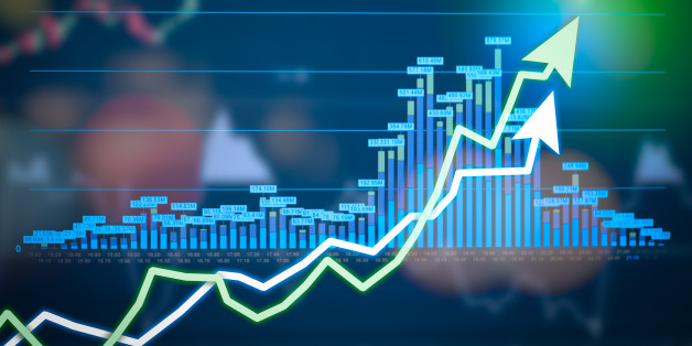 Stock market digital graph chart on LED display concept. A large display of daily stock market price and quotation. Indicator financial forex trade education background.