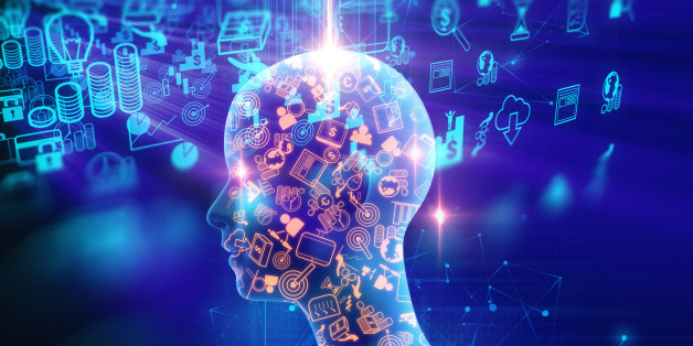 virtual human 3dillustration on business and learning technology background represent learning process.