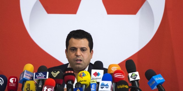 TUNIS, TUNISIA - DECEMBER 05: Presidential candidate Slim Riahi gives a speech during a press release for the presidential elections to be held on 28th of December, at Sheraton Hotel in Tunis, Tunisia on December 05, 2014. (Photo by Ahmet zgi/Anadolu Agency/Getty Images)