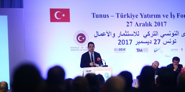 TUNIS, TUNISIA - DECEMBER 27: Tunisian Minister of Development and International Cooperation Ziad Al-Azari delivers a speech during Turkey-Tunisia Economy and Investment Forum in Tunis, Tunisia on December 27, 2017. (Photo by Yassine Gaidi/Anadolu Agency/Getty Images)