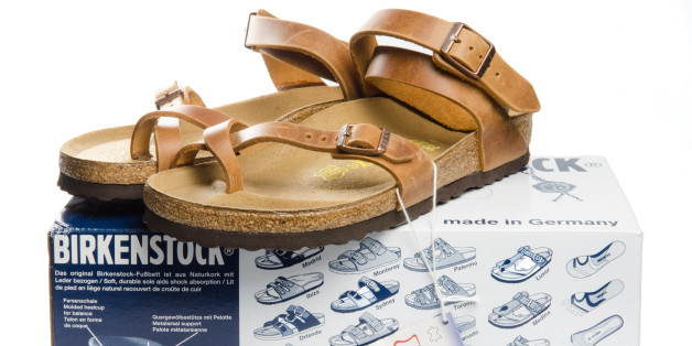 Ankara - Turkey - November 09, 2014: Birkenstock sandal seen on a white background, shot in home studio, Ankara Turkey