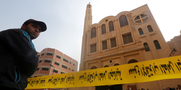 Police tape cordon is seen at the site of attack on a church in the Helwan district south of Cairo, Egypt December 29, 2017. REUTERS/Amr Abdallah Dalsh