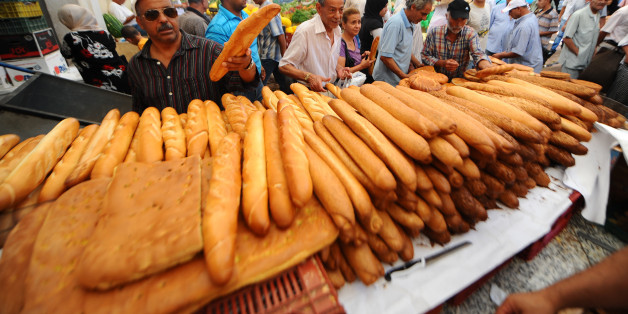 Variety of spices on the arab street market stall