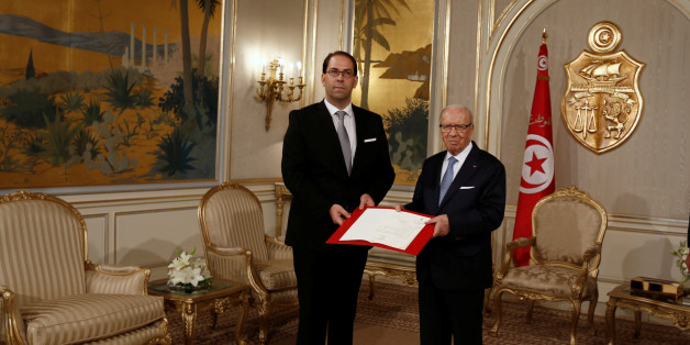 President Beji Caid Essebsi (R) meets with Prime Minister-designate Youssef Chahed in Tunis,Tunisia August 3, 2016. REUTERS/Zoubeir Souissi