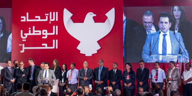 In September 29th, 2014: the president of the free patriotic Union ( UPL) and his candidate for the presidential election, Slim Riahi, presented the lists of his party for the next general election as well as its election platform. (Photo by Nicolas Fauqu��/Corbis via Getty Images)