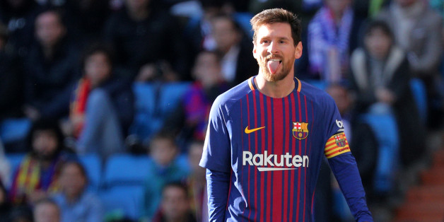 Soccer Football - La Liga Santander - Real Madrid vs FC Barcelona - Santiago Bernabeu, Madrid, Spain - December 23, 2017 Barcelonaâs Lionel Messi sticks his tongue out REUTERS/Sergio Perez