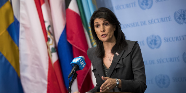 NEW YORK, NY - JANUARY 02: U.S. ambassador to the United Nations Nikki Haley speaks during a brief press availability at United Nations headquarters, January 2, 2018 in New York City. She discussed protests in Iran and the North Korea nuclear threat. (Photo by Drew Angerer/Getty Images)