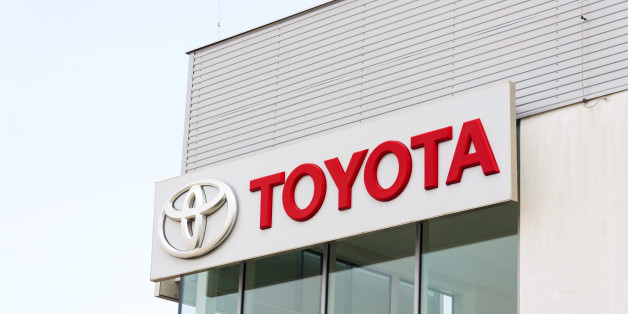 Prague, Czech republic - September 23, 2017: Toyota motor corporation logo on dealership building on September 23, 2017 in Prague. Toyota turns its Gazoo Racing Team into new sports brand, the GR brand.