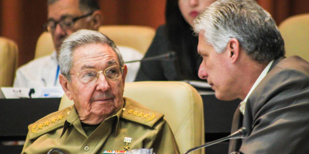 Cuban President Raul Castro (L) talks with first Vice President Miguel Diaz-Canel during the year-end parliamentary session at the Convention Palace in Havana, on December 21, 2017. Cuban President Raul Castro will step down in April 2018 straight after elections that same month to choose his successor, according to a vote Thursday in the island state's National Assembly. / AFP PHOTO / Jaime Blez (Photo credit should read JAIME BLEZ/AFP/Getty Images)