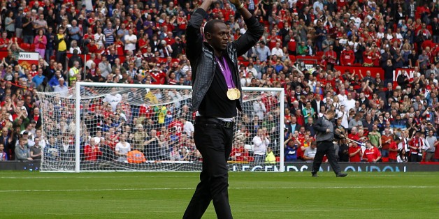 Usain Bolt on the pitch before kick-off (Photo by Dave Thompson/PA Images via Getty Images)