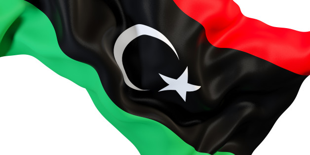 Closeup of waving flag of libya. 3D illustration