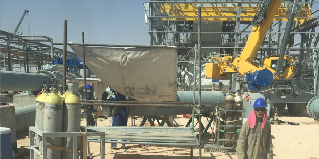 Sonatrach's workers are seen during the visit of the company's CEO Abdelmoumen Ould Kaddour (not pictured) at gas site in Hassi R'mel, Algeria July 27, 2017. Picture taken July 27, 2017. REUTERS/Lamine Chikhi.