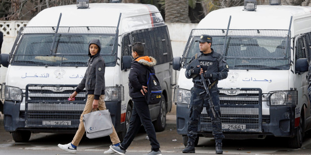Riot policeman stands guard in Tebourba, Tunisia January 11, 2018. REUTERS/Zoubeir Souissi