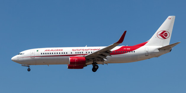 Frankfurt Main, Germany - July 10, 2015: Boeing 737-800 aircraft of the Air Algerie landing at the international airport in Frankfurt Main (FRA)