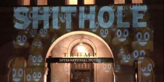 "Shithole" projeté sur la façade de l'hôtel de Trump à Washington
