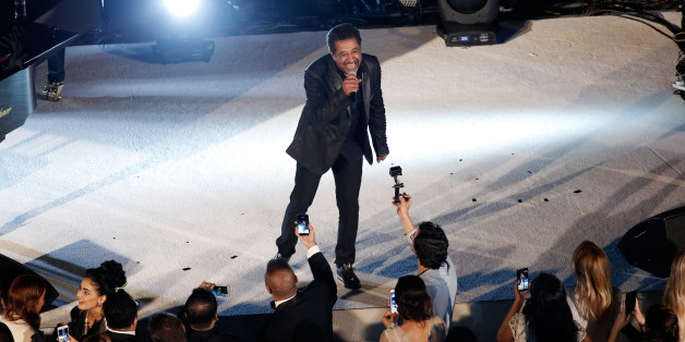 DUBAI, UNITED ARAB EMIRATES - OCTOBER 30: Cheb Khaled performs live at the Gala event during the Vogue Fashion Dubai Experience 2015 at Armani Hotel Dubai on October 30, 2015 in Dubai, United Arab Emirates. (Photo by John Phillips/Getty Images for Vogue and The Dubai Mall)