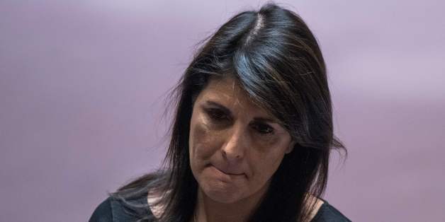 US ambassador to the UN Nikki Haley arrives to attend a Security Council meeting on Non-proliferation of weapons of mass destruction, at the United Nations headquarters in New York on January 18, 2018. / AFP PHOTO / Jewel SAMAD (Photo credit should read JEWEL SAMAD/AFP/Getty Images)