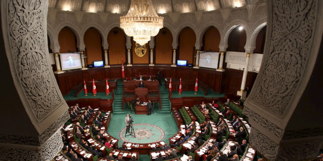 Tunisian Prime Minister Habib Essid delivers a speech at the Assembly of People's Representatives in Tunis, Tunisia January 11, 2016. REUTERS/Zoubeir Souissi