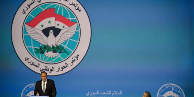 Russian Foreign Minister Sergei Lavrov gives a speech during a plenary session at the Congress of Syrian National Dialogue in Sochi on January 30, 2018. / AFP PHOTO / Alexander NEMENOV (Photo credit should read ALEXANDER NEMENOV/AFP/Getty Images)