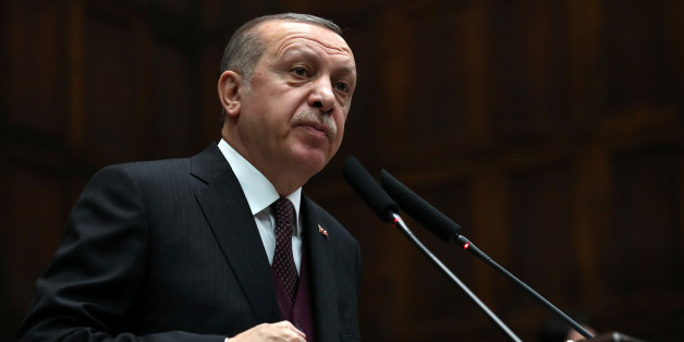 Turkish President Tayyip Erdogan addresses members of parliament from his ruling AK Party (AKP) during a meeting at the Turkish parliament in Ankara, Turkey, January 9, 2018. REUTERS/Umit Bektas