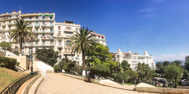 Algiers, Algeria - SEP 25, 2016: French colonial side of the city of Algiers Algeria.Modern city has many old french type buildings