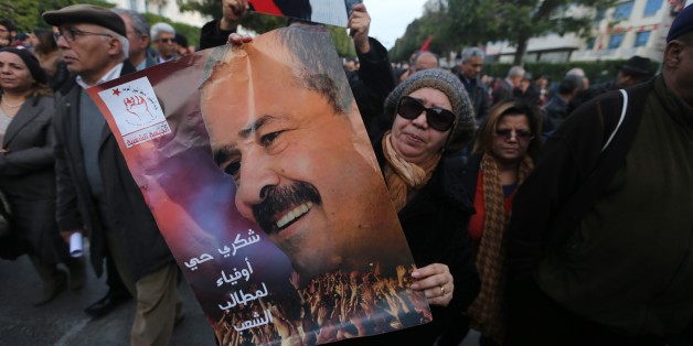 TUNIS, TUNISIA - FEBRUARY 4: Tunisians gather during the death anniversary of the Chokri Belaid as they demand from Government to unveil the mystery of his death, in Tunis, Tunisia on February 4, 2017. (Photo by Yassine Gaidi/Anadolu Agency/Getty Images)