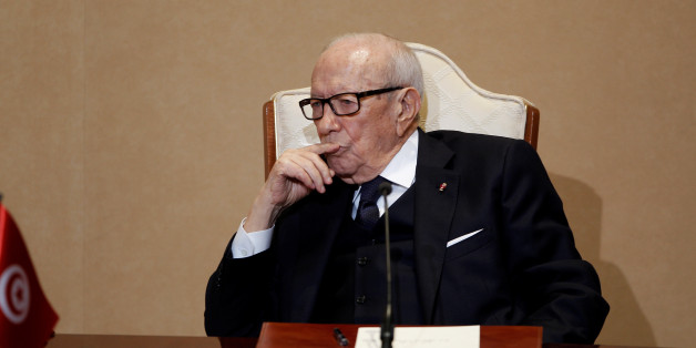 Tunisian's President Beji Caid Essebsi attends a news conference with French President Emmanuel Macron in Tunis, Tunisia, January 31, 2018. REUTERS/Zoubeir Souissi *** Local Caption *** Tunisian's President Beji Caid Essebsi during a news conference with French President Emmanuel Macron in Tunis