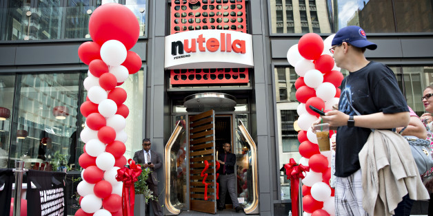 Balloons are displayed outside during the grand opening of the Ferrero SpA Nutella Cafe in Chicago, Illinois, U.S., on Wednesday, May 31, 2017. Ferrero SpA opened its first owned and operated permanent cafe in the world near Chicago's Millennium Park on May 31. Photographer: Daniel Acker/Bloomberg via Getty Images