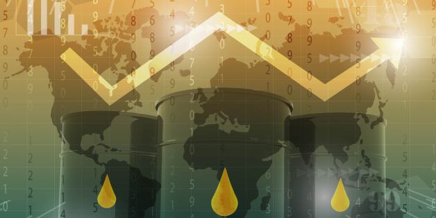 3D render concept of oil prices