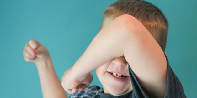 A toddler having a temper tantrum