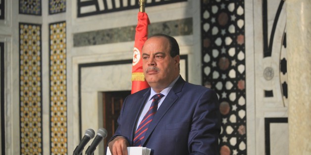 TUNIS, TUNISIA - MAY 05: Tunisian Interior Minister Mohammed Najim Al-Gharsalli holds a press conference at the Government Palace in Kasbah, Tunis, Tunisia on May 05, 2015. (Photo by Yassine Gaidi/Anadolu Agency/Getty Images)